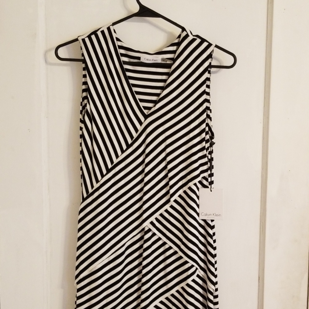 NWT Calvin Klein Striped Sleeveless Dress